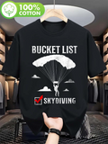 Men's T-Shirt Bucket List Clouds Floating With Parachute Above Mountains Skydiver