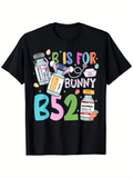 Men's T-Shirt B Is For Bunny Colorful Candy Bottles And Playful Bunny With Glasses