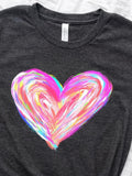 Men's T-Shirt Colorful Painted Brush Strokes Forming Vibrant Heart Artwork