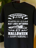 Men's T-Shirt When Black Cats Prowl And Pumpkins Gleam Halloween Cat Under Moon