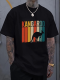 Men's T-Shirt Kangaroo Silhouette With Retro Vertical Color Stripes Background Kangaroo