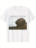 Men's T-Shirt Bubble Rock Scenic Landscape With Large Boulder Under Cloudy Sky Rock