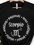 Men's T-Shirt Scorpio Passionate Ambitious Words Encircling Zodiac Symbol T Shirt