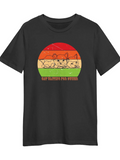 Men's T-Shirt Stay Relaxed Retro Striped Circle With French Bulldog Trio