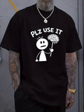 Men's T-Shirt Plz Use It Cartoon Stick Figure Holding Brain
