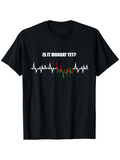 Men's T-Shirt Is It Monday Yet White Wave With Colorful Stock Market Lines Heartbeat