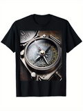 Men's T-Shirt Antique Brass Detail With Shadowed Etching Highlighting Vintage Metal Compass