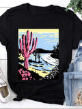 Women's T-Shirt Dusky Southwest Desert Scenery With Pink Cacti And Distant Mountains Cactus