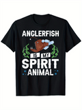Men's T-Shirt Anglerfish Is My Spirit Animal Surrounded By Floating Bubbles And Green Seaweed Anglerfish