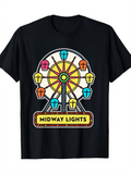 Men's T-Shirt Midway Lights Ferris Wheel Surrounded By Colorful Carnival Cabins And Bright Lights