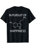 Men's T-Shirt In Pursuit Of Happiness Serotonin Molecule Structure On Black T Shirt