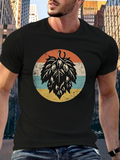 Men's T-Shirt Retro Sunset With Grunge Colors Framing A Hop Cone