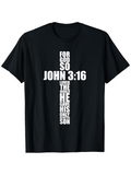 Men's T-Shirt John 316 Religious Quote In Bold White Letters Cross