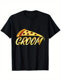 Men's T-Shirt Groom With Cheese Pizza Slice And Melting Toppings