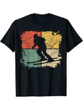 Men's T-Shirt Vintage Color Blocks With Skier Racing Downhill In Silhouette