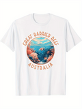 Men's T-Shirt Great Barrier Reef Colorful Fish Swimming Among Coral Reef