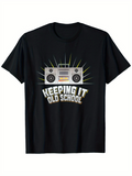 Men's T-Shirt Keeping It Old School Retro Stereo With Radiant Neon Background Boombox