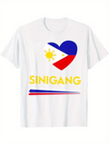 Men's T-Shirt Sinigang Heart Shaped Flag With Sun And Painted Stripe