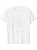 Men's T-Shirt Classic Sailing Ship Sketch Among Gentle Ocean Breeze Ship