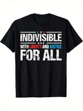Men's T-Shirt Indivisible With Liberty And Justice For All Brushed Vintage Patriotic Lettering Statement