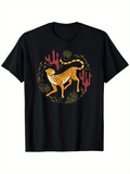 Men's T-Shirt Desert Sunlight And Wildflowers Surrounding A Majestic Standing Cheetah
