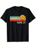 Men's T-Shirt Moab UT Retro Striped Sunset With Faded Vintage Yellow Sun