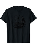 Men's T-Shirt Distressed Black Ink Circle With Ancient Yin Yang Symbol