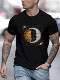 Men's T-Shirt Celestial Harmony With Shining Stars Sun And Crescent Moon