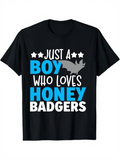 Men's T-Shirt Just A Boy Who Loves Honey Badgers With Bold Typography And Silhouette Of Honey Badger