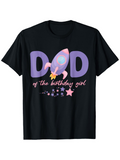 Men's T-Shirt Dad Of The Birthday Girl Shooting Stars With Pink Colorful Rocket