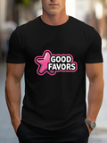 Men's T-Shirt Good Favors Cartoon Style Pink Star With White Letters