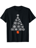 Men's T-Shirt Snowflake Christmas Tree Shaped Design On Black Shirt