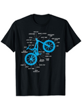 Men's T-Shirt Labeled Mechanical Parts Diagram With Blue Lines Bicycle