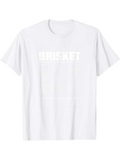 Men's T-Shirt Brisket Bold Block Lettering On Minimalist White Shirt Brisket