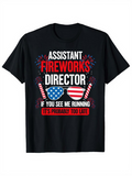Men's T-Shirt Assistant Fireworks Director Sunglasses With American Flags And Fireworks