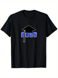 Men's T-Shirt Bold Blue Numbers With Graduation Cap Over The Year 2025