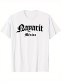 Men's T-Shirt Nayarit Mexico Classic Old English Lettering Cotton T Shirt