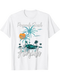 Men's T-Shirt Panama Beach Florida Sunset Palm Trees On Island