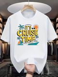 Men's T-Shirt Its Cruise Time Tropical Palms With Relaxing Ocean Sunset And Cruise Ship