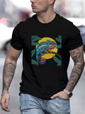 Men's T-Shirt Colorful Leaves And Sunlight Surrounding A Vibrant Chameleon