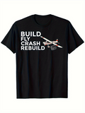 Men's T-Shirt Build Fly Crash Rebuild Seaplane Soaring Over Calm Blue Water