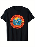 Men's T-Shirt Grand Teton National Park Emblem Vintage Mountain Sunrise Badge Design