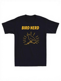 Men's T-Shirt Bird Nerd With Yellow Outline Of Bird And Hand Under Radiant Lines