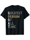 Men's T-Shirt Greatest Graham Of All Time Urban Typography Print Black T Shirt