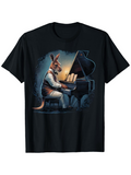 Men's T-Shirt Warm Light Studio Scene With Kangaroo Playing Grand Piano