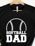 Men's T-Shirt Softball Dad Bold Lettering With Outlined Sport Ball Graphic