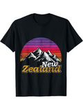 Men's T-Shirt Retro Sunset With Colorful Mountains Behind New Zealand