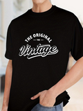 Men's T-Shirt The Original Words In Script Typeface With Retro Black Tee Vintage