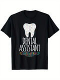 Men's T-Shirt Dental Assistant White Tooth With Colorful Patterned Swirls And Dental Tools