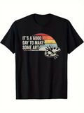 Men's T-Shirt Its A Good Day To Make Some Art Vintage Sunrise With Brushes Palette